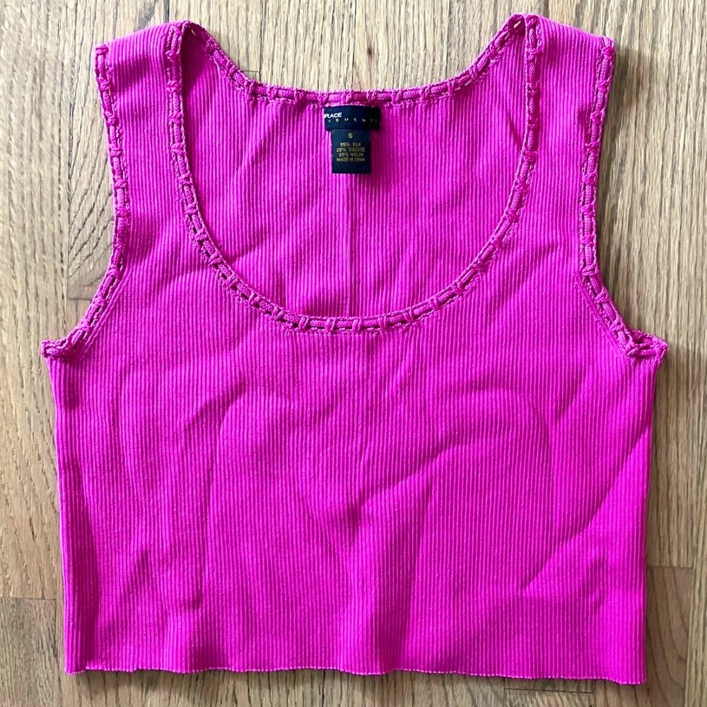 Grace Elements Silk Blend Knit/Crocheted Cropped Tank Top S